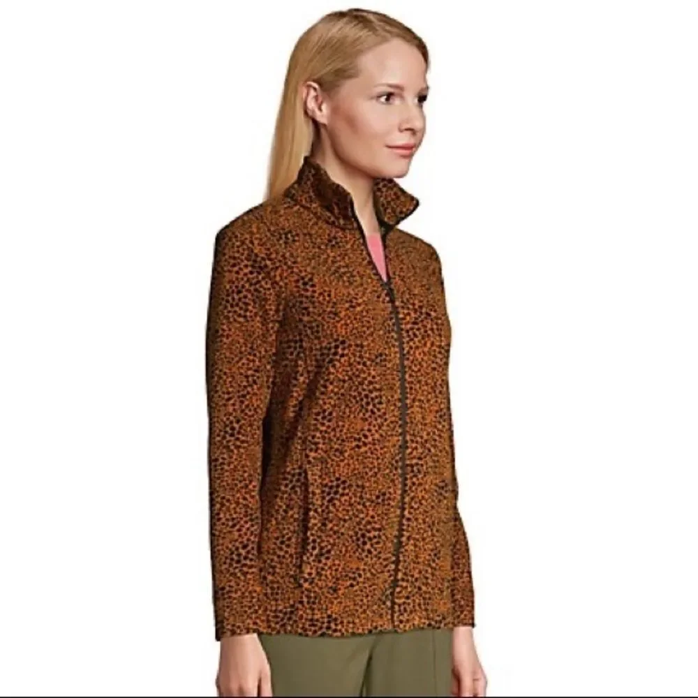 Nwot Land’s End Full Zip Printed Fleece Jacket Size Medium